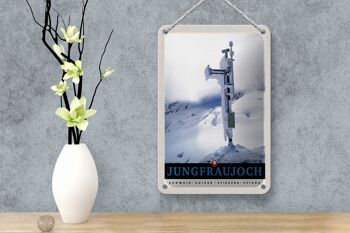 Signe en étain voyage 12x18cm, Jungfraujoch suisse, signe naturel de l'heure d'hiver 4