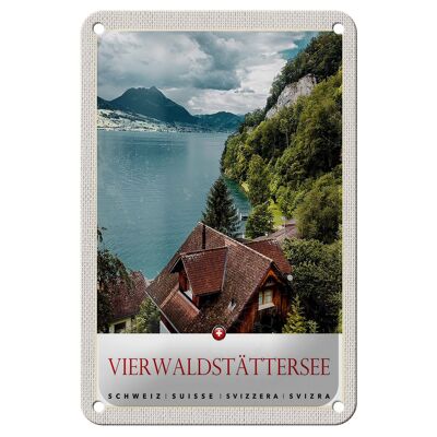 Panneau en étain voyage 12x18cm, panneau Nature du lac des Quatre-Cantons, suisse