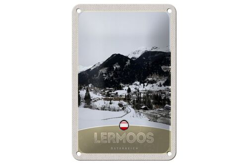 Blechschild Reise 12x18cm Lermoos Österreich Wälder Winterzeit Schild