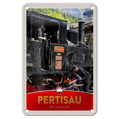 Cartel de chapa de viaje 12x18cm Pertisau Austria Locomotora cartel de vacaciones