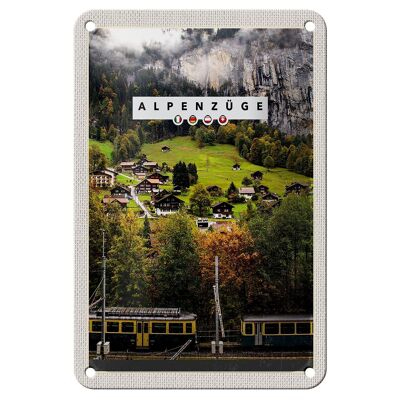 Blechschild Reise 12x18cm Alpenzüge Schweiz Bahn Tal Häuser Schild