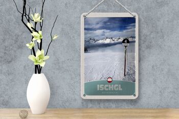 Panneau de voyage en étain, 12x18cm, Ischgl, autriche, montagnes enneigées, signe de vacances 4