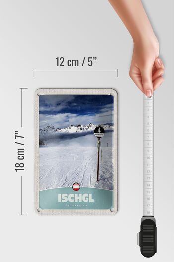 Panneau de voyage en étain, 12x18cm, Ischgl, autriche, montagnes enneigées, signe de vacances 5