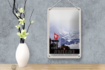 Panneau de voyage en étain, 12x18cm, Jungfraujoch, suisse, rêve d'hiver, signe naturel 4