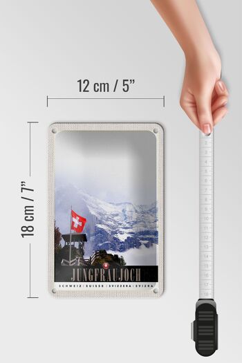 Panneau de voyage en étain, 12x18cm, Jungfraujoch, suisse, rêve d'hiver, signe naturel 5