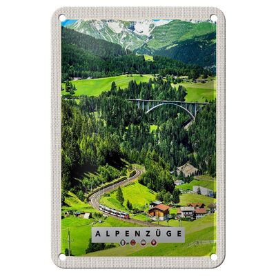 Cartel de chapa de viaje, 12x18cm, trenes alpinos, Suiza, Austria, cartel de puente