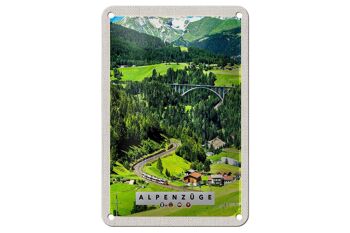 Panneau de voyage en étain, 12x18cm, trains alpins, suisse, autriche, pont 1