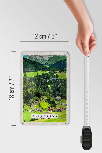 Panneau de voyage en étain, 12x18cm, trains alpins, suisse, autriche, pont 5