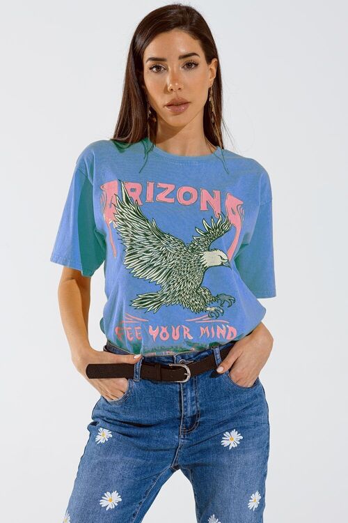 Arizona T-shirt with Eagle Digital Print in Blue