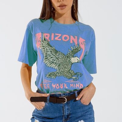 T-shirt Arizona con stampa digitale Aquila in blu