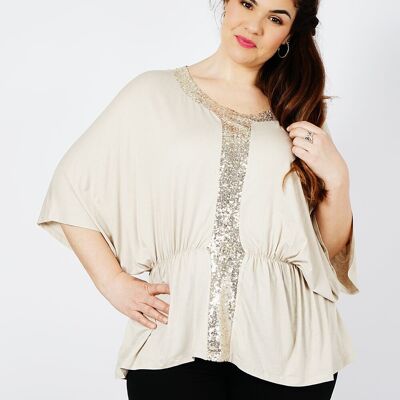 TOP CORTE MURCIÉLAGO BEIGE - AURELIO BEIGE