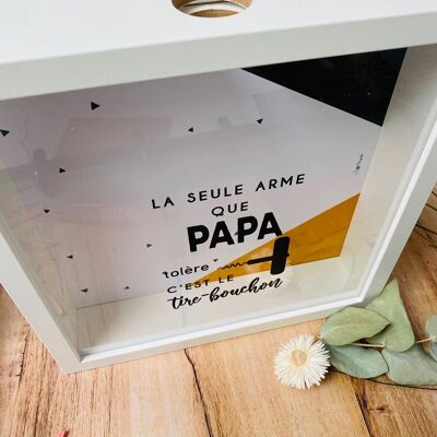 Sparschweinrahmen für Weinkorken - Thema Papa - Opa - Papou - Vatertag