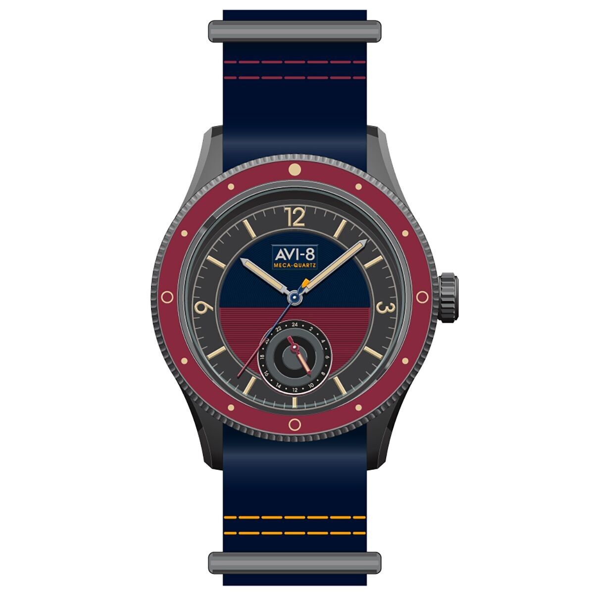 AVI-8 – FLYBOY SECTOR 40 – AV-4112-04 – Herrenuhr – Japanisches Meca-Quarzwerk, 3 Zeiger und 24-Stunden-Zähler