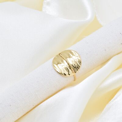 Verstellbarer Ring mit Hammerschlageffekt aus Edelstahl – BG310096