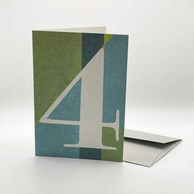 FOUR: A number for every occasion. Folded card.