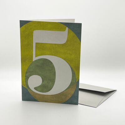 FIVE. A number for every occasion. Folded card.