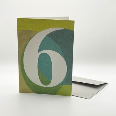 SIX. A number for every occasion. Folded card.