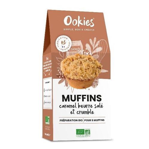 PRÉPARATION POUR GÂTEAU BIO- MUFFINS CARAMEL BEURRE SALÉ ET CRUMBLE 350g - Carton de 6 sachets