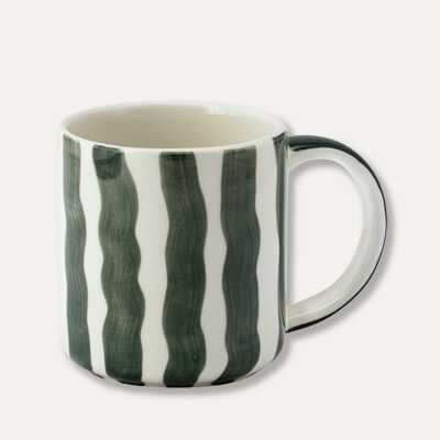 Mug / Cup Stripes – gentle green - Ceramic tableware hand-painted