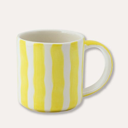 Becher / Tasse Stripes – spiaggia yellow - Keramik Geschirr handbemalt