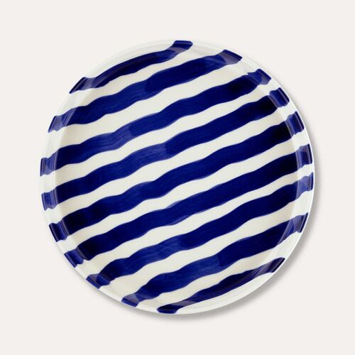 Teller Stripes - mare blue - Keramik Geschirr handbemalt