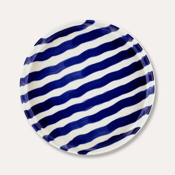 Assiette Stripes - bleu jument - vaisselle en céramique peinte à la main 1