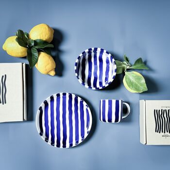 Assiette Stripes - bleu jument - vaisselle en céramique peinte à la main 3