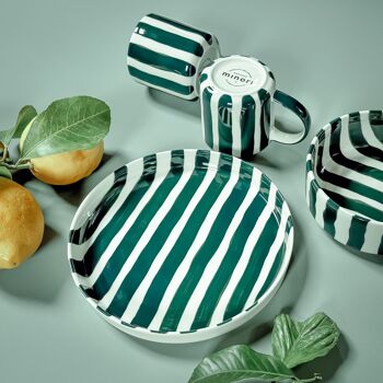 Bol / Bol Stripes – vert doux - vaisselle en céramique peinte à la main 3