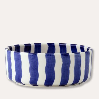 Bowl / Bowl Stripes - azul yegua - vajilla de cerámica pintada a mano