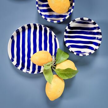 Bol / Bol Stripes - bleu jument - vaisselle en céramique peinte à la main 2