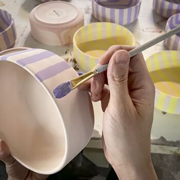 Bol / Bol Stripes - bleu jument - vaisselle en céramique peinte à la main 6
