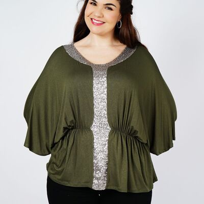 TOP TAGLIO PIPISTRELLO KHAKI - AURELIO