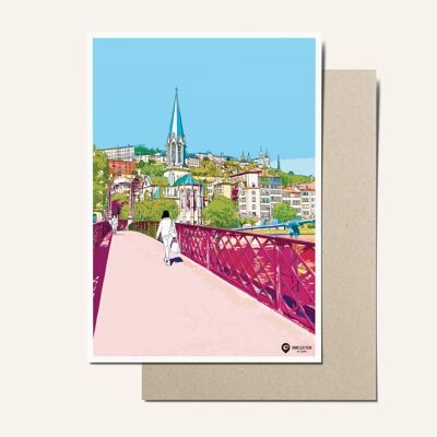 Postkarte der Saint-Georges-Fußgängerbrücke, Lyon