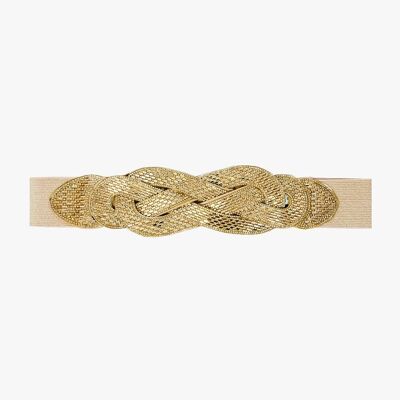 Cintura Beige Con Dettagli Tejido Dorado