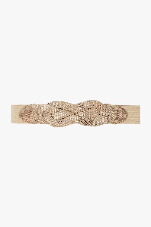 Cream Belt With Rose Gold Woven Detail