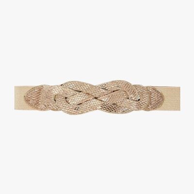 Cream Belt With Rose Gold Woven Detail