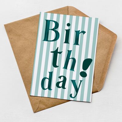 Tarjeta de cumpleaños rayada verde | Tarjetas de felicitación