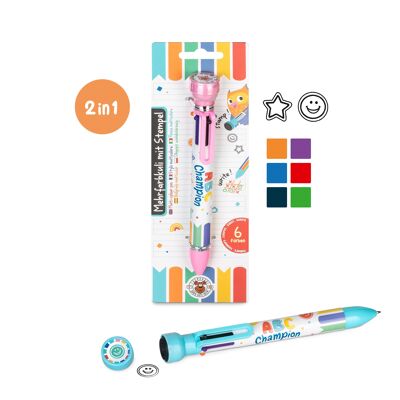 ABC MULTICOLOR PEN 6 COLORS WITH STAMP