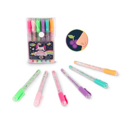 DL SCENTED GEL PENS IN A CASE OF 6