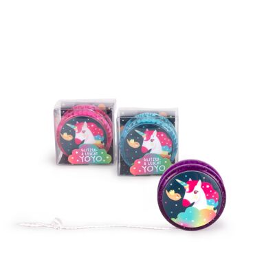 DL GLITTER YOYO WITH LIGHT, 3-WAY ASSORTED