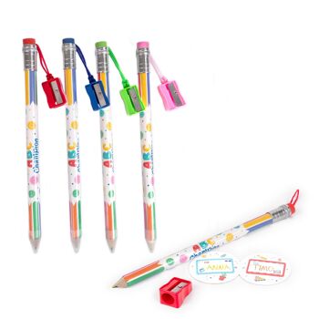 STYLO MULTICOLORE ABC JUMBO AVEC AIGUISEUR ET RA 1