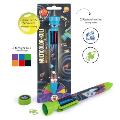 SPACE MULTICOLOR PEN 6 COLORS WITH STAMP