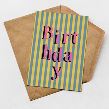 Carte d’anniversaire rayée mélangée | Cartes de voeux 1