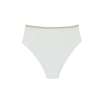 Culotte Taille Haute Dentelle - Blanc Lurex 11