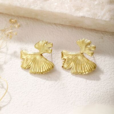Golden ginkgo leaf earrings