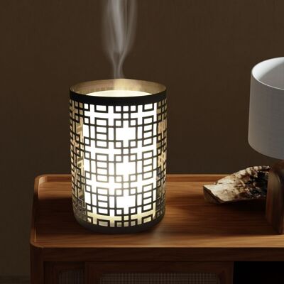 Ultrasonic Diffuser – Vela – in Glass and Metal with Remote Control – Simple Use – Sober Design – Candlelight Lighting