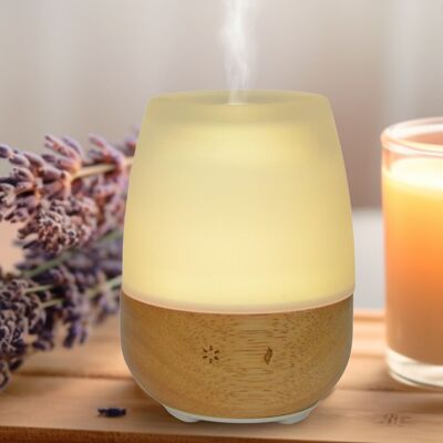 Ultraschalldiffusor – Jolisia – Glas und Holz – schlichtes und klares Design – Touch-Tasten – Aromatherapie-Dekorationsidee