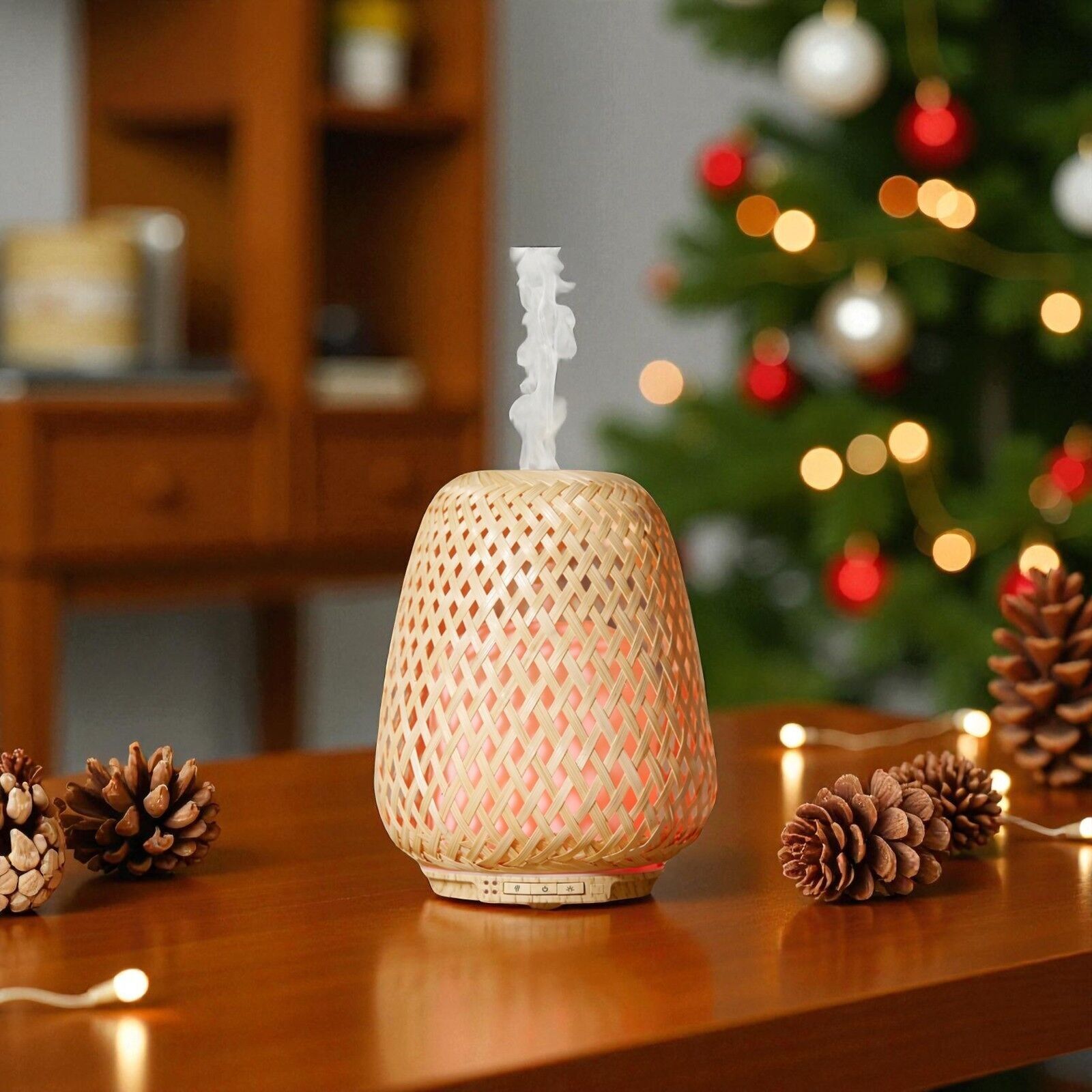 Olaki-Diffusor für ätherische Öle – Diffusor aus gewebtem Bambus – gesunde Ultraschalldiffusion von ätherischen Ölen und parfümierten Düften