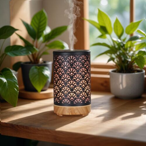 Diffuseur Huile Essentielle par Ultrason avec Télécommande Sofia – Diffuseur d'Huiles Essentielles pour l'Aromathérapie – Design Compact en Métal
