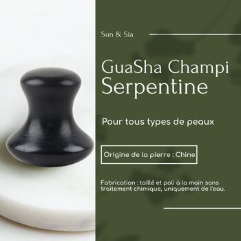 Lot Gua Sha Cristal de Roche, Champi Serpentine noir et Rouleau Massage Jade Blanc 11